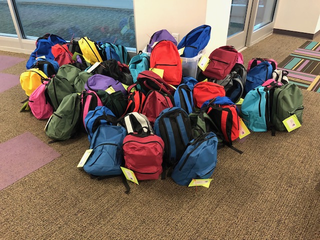 Bags of supplies at Invest Collegiate charter school in Charlotte await pickup during the coronavirus pandemic. Photo courtesy of Invest Collegiate charter school.